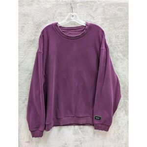Athleisure Ribbed Knit Sweatshirt Women XL Purple Oversized Crewneck